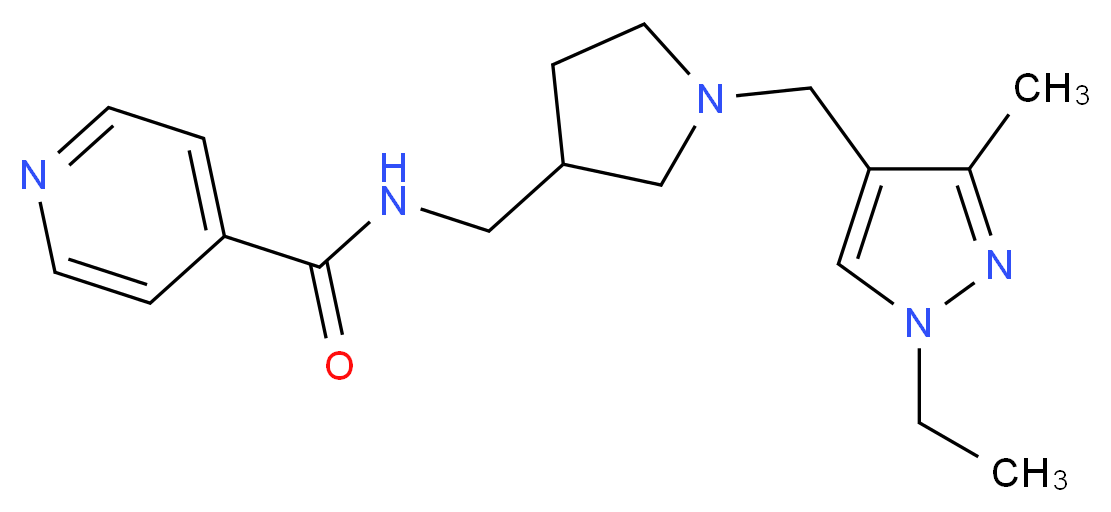 N-({1-[(1-ethyl-3-methyl-1H-pyrazol-4-yl)methyl]pyrrolidin-3-yl}methyl)isonicotinamide_Molecular_structure_CAS_)