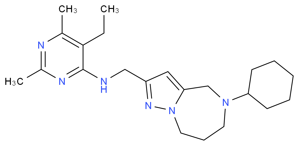 N-[(5-cyclohexyl-5,6,7,8-tetrahydro-4H-pyrazolo[1,5-a][1,4]diazepin-2-yl)methyl]-5-ethyl-2,6-dimethylpyrimidin-4-amine_Molecular_structure_CAS_)