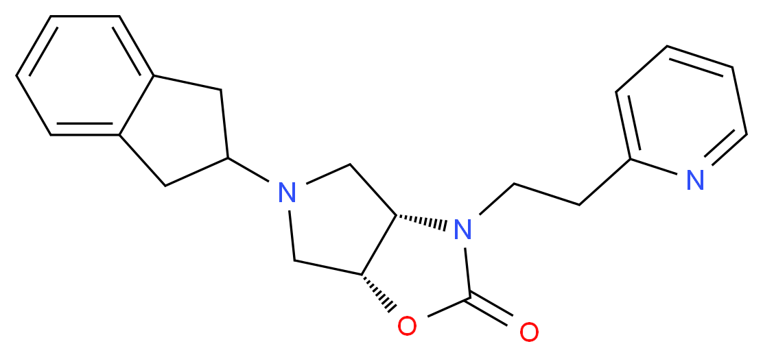 (3aS*,6aR*)-5-(2,3-dihydro-1H-inden-2-yl)-3-[2-(2-pyridinyl)ethyl]hexahydro-2H-pyrrolo[3,4-d][1,3]oxazol-2-one_Molecular_structure_CAS_)
