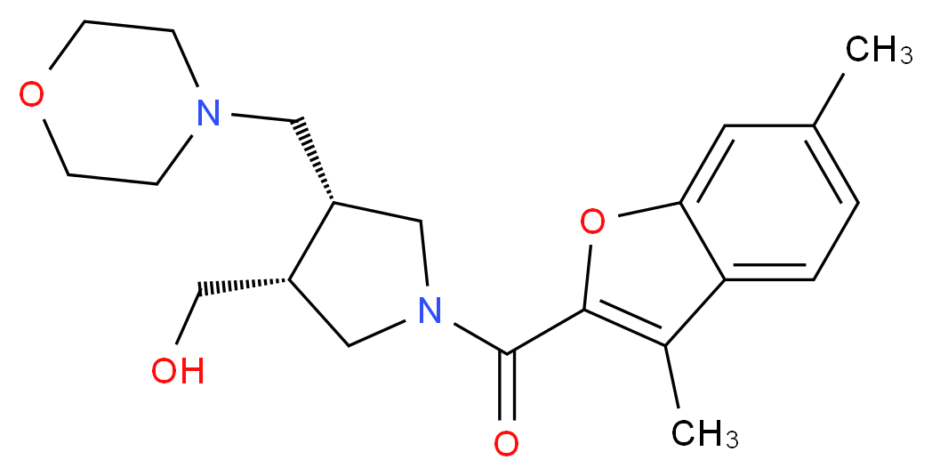[(3R*,4R*)-1-[(3,6-dimethyl-1-benzofuran-2-yl)carbonyl]-4-(morpholin-4-ylmethyl)pyrrolidin-3-yl]methanol_Molecular_structure_CAS_)