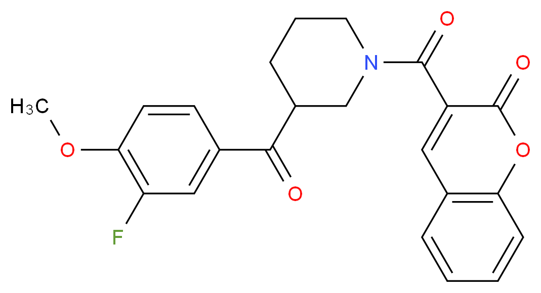3-{[3-(3-fluoro-4-methoxybenzoyl)-1-piperidinyl]carbonyl}-2H-chromen-2-one_Molecular_structure_CAS_)