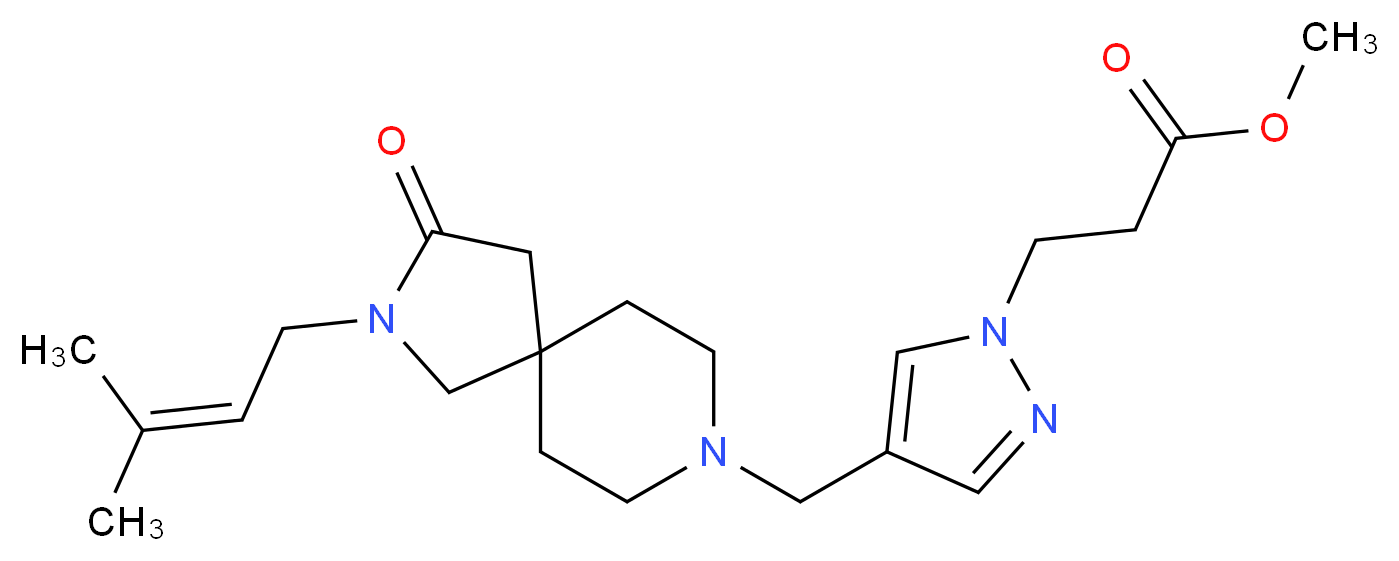 methyl 3-(4-{[2-(3-methyl-2-buten-1-yl)-3-oxo-2,8-diazaspiro[4.5]dec-8-yl]methyl}-1H-pyrazol-1-yl)propanoate_Molecular_structure_CAS_)