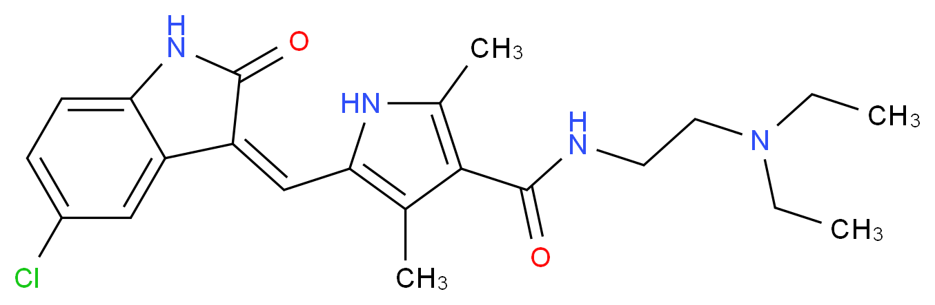 5-[(E)-(5-CHLORO-2-OXO-1,2-DIHYDRO-3H-INDOL-3-YLIDENE)METHYL]-N-[2-(DIETHYLAMINO)ETHYL]-2,4-DIMETHYL-1H-PYRROLE-3-CARBOXAMIDE_Molecular_structure_CAS_)