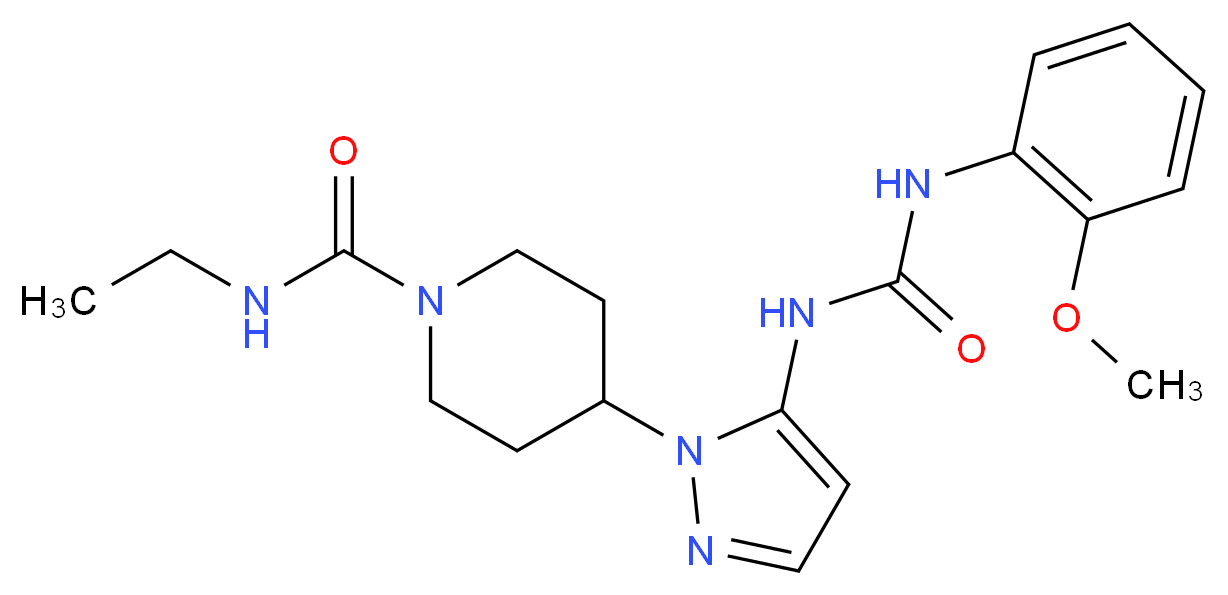 N-ethyl-4-[5-({[(2-methoxyphenyl)amino]carbonyl}amino)-1H-pyrazol-1-yl]-1-piperidinecarboxamide_Molecular_structure_CAS_)