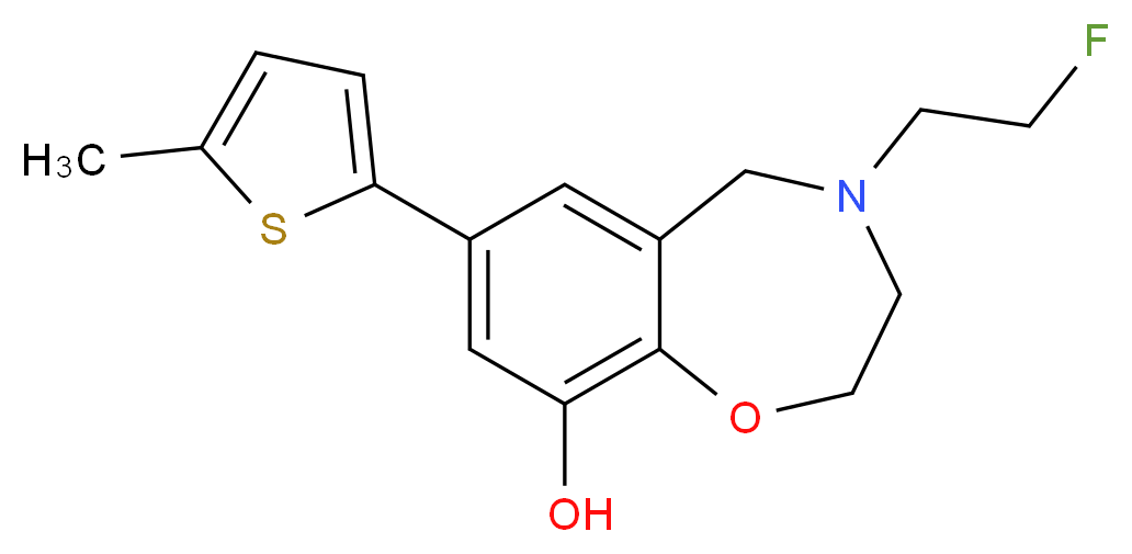 4-(2-fluoroethyl)-7-(5-methyl-2-thienyl)-2,3,4,5-tetrahydro-1,4-benzoxazepin-9-ol_Molecular_structure_CAS_)