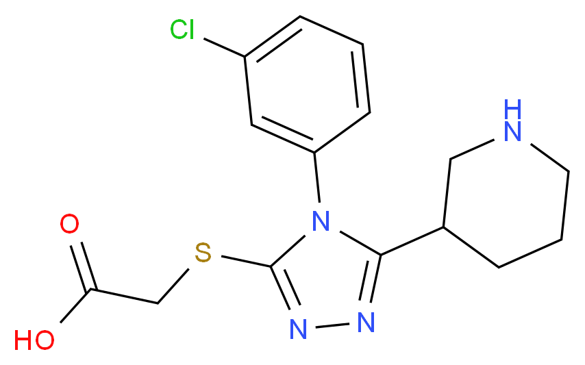 {[4-(3-chlorophenyl)-5-piperidin-3-yl-4H-1,2,4-triazol-3-yl]thio}acetic acid_Molecular_structure_CAS_)