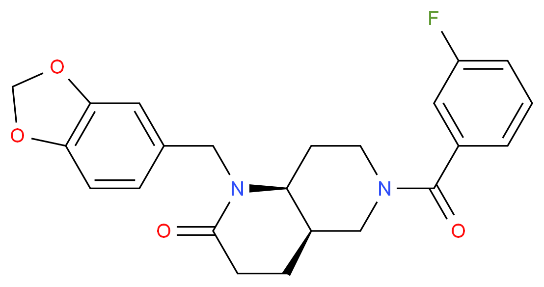 (4aR*,8aS*)-1-(1,3-benzodioxol-5-ylmethyl)-6-(3-fluorobenzoyl)octahydro-1,6-naphthyridin-2(1H)-one_Molecular_structure_CAS_)