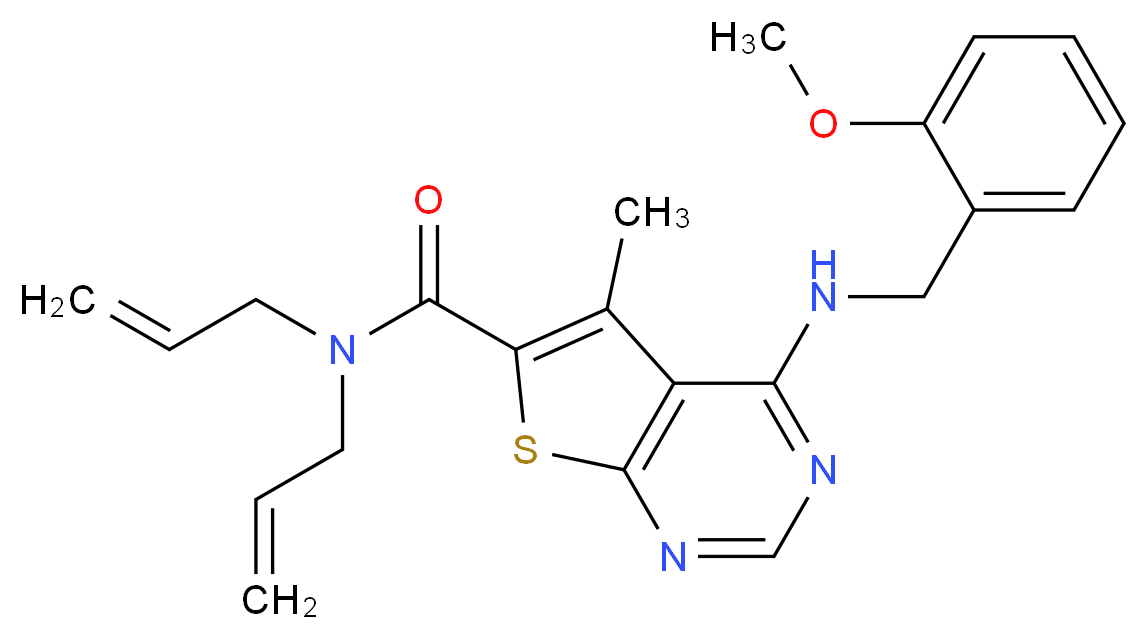 N,N-diallyl-4-[(2-methoxybenzyl)amino]-5-methylthieno[2,3-d]pyrimidine-6-carboxamide_Molecular_structure_CAS_)