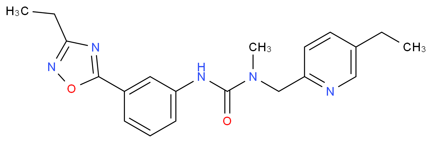 N'-[3-(3-ethyl-1,2,4-oxadiazol-5-yl)phenyl]-N-[(5-ethylpyridin-2-yl)methyl]-N-methylurea_Molecular_structure_CAS_)