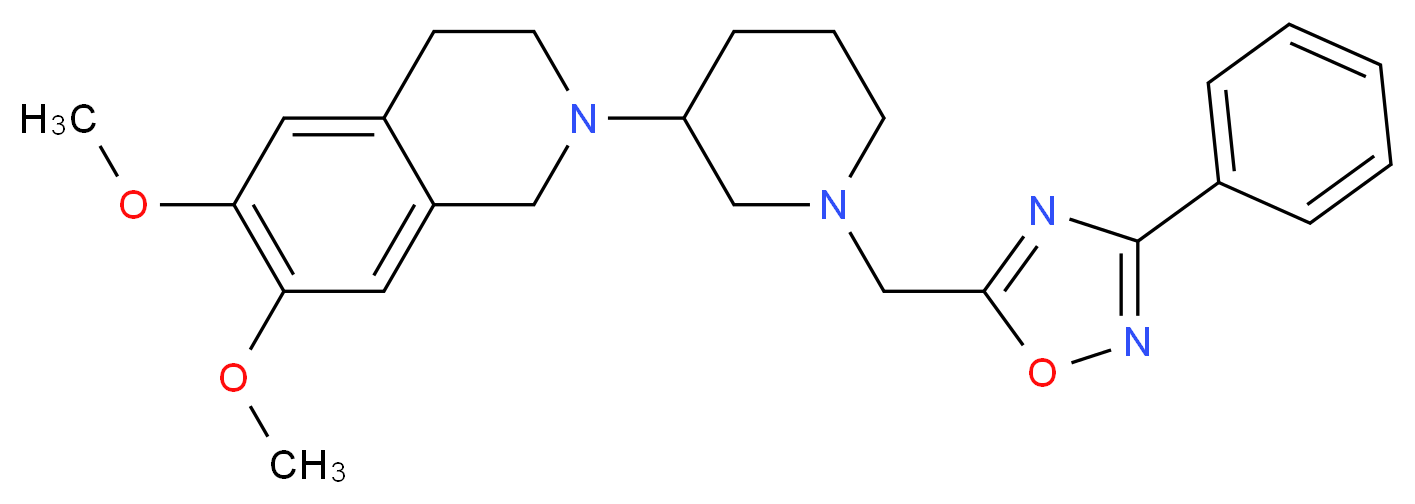 6,7-dimethoxy-2-{1-[(3-phenyl-1,2,4-oxadiazol-5-yl)methyl]-3-piperidinyl}-1,2,3,4-tetrahydroisoquinoline_Molecular_structure_CAS_)