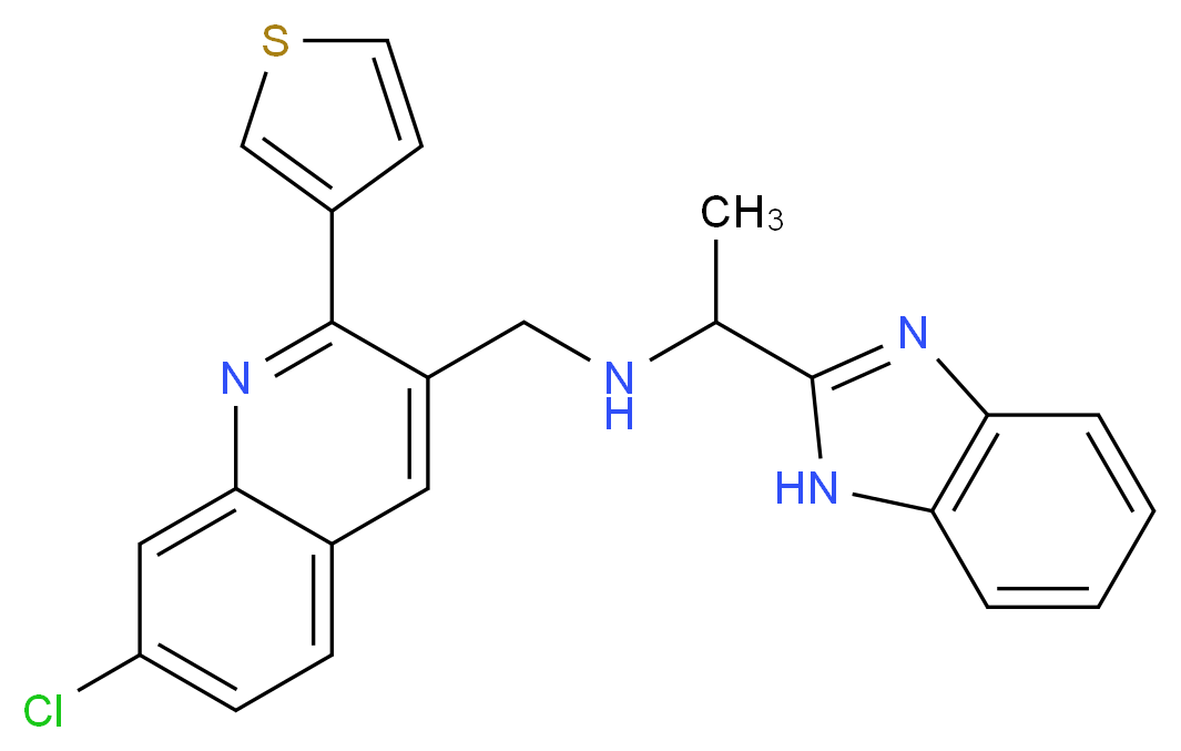 1-(1H-benzimidazol-2-yl)-N-{[7-chloro-2-(3-thienyl)-3-quinolinyl]methyl}ethanamine_Molecular_structure_CAS_)