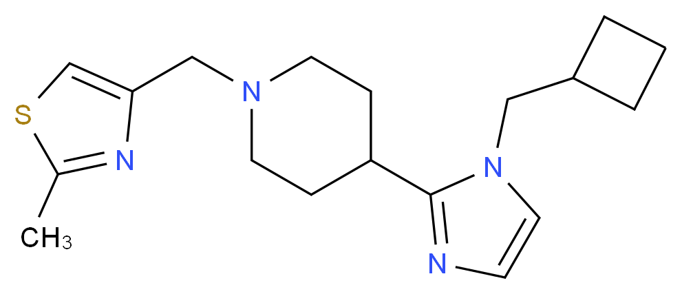 4-[1-(cyclobutylmethyl)-1H-imidazol-2-yl]-1-[(2-methyl-1,3-thiazol-4-yl)methyl]piperidine_Molecular_structure_CAS_)