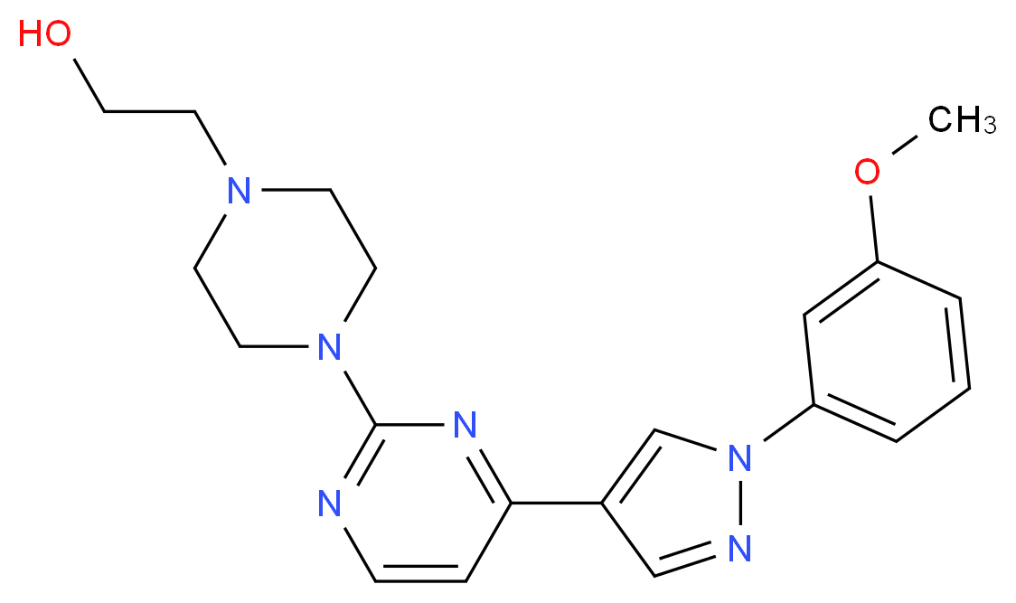 2-(4-{4-[1-(3-methoxyphenyl)-1H-pyrazol-4-yl]pyrimidin-2-yl}piperazin-1-yl)ethanol_Molecular_structure_CAS_)
