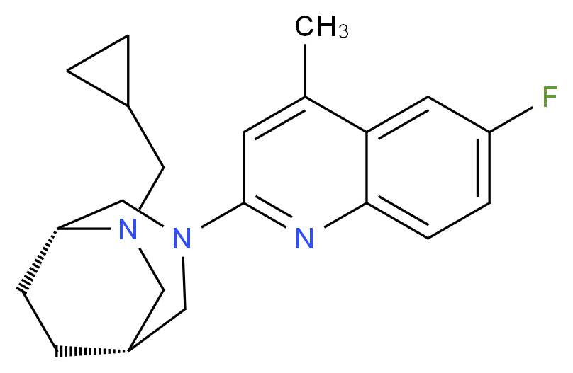 2-[(1R*,5R*)-6-(cyclopropylmethyl)-3,6-diazabicyclo[3.2.2]non-3-yl]-6-fluoro-4-methylquinoline_Molecular_structure_CAS_)