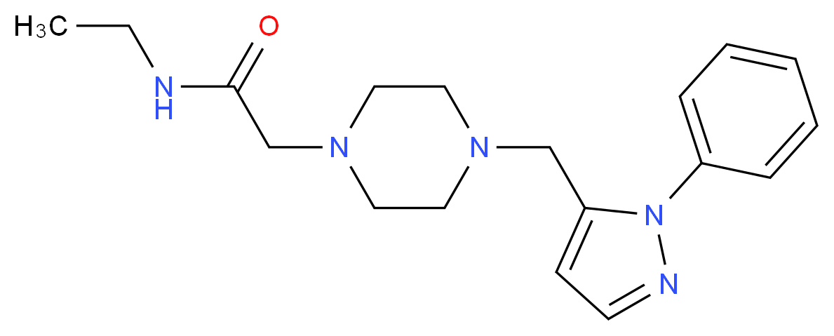 N-ethyl-2-{4-[(1-phenyl-1H-pyrazol-5-yl)methyl]-1-piperazinyl}acetamide_Molecular_structure_CAS_)