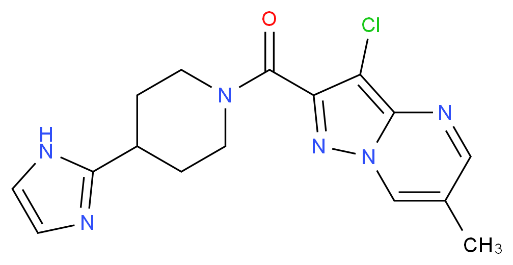 3-chloro-2-{[4-(1H-imidazol-2-yl)piperidin-1-yl]carbonyl}-6-methylpyrazolo[1,5-a]pyrimidine_Molecular_structure_CAS_)