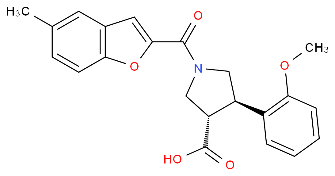 (3S*,4R*)-4-(2-methoxyphenyl)-1-[(5-methyl-1-benzofuran-2-yl)carbonyl]pyrrolidine-3-carboxylic acid_Molecular_structure_CAS_)