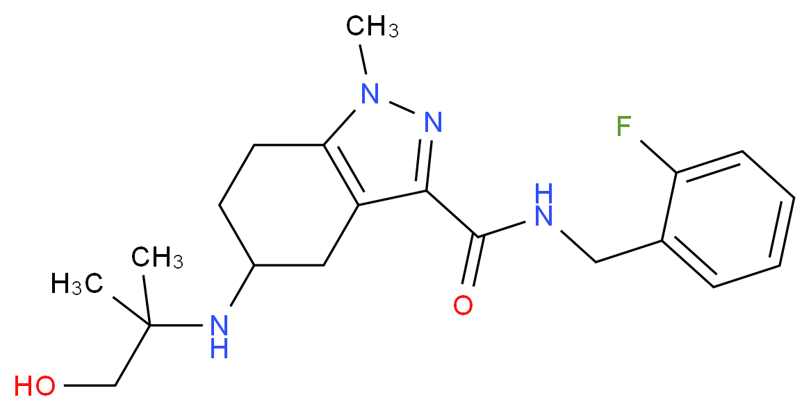 N-(2-fluorobenzyl)-5-[(2-hydroxy-1,1-dimethylethyl)amino]-1-methyl-4,5,6,7-tetrahydro-1H-indazole-3-carboxamide_Molecular_structure_CAS_)