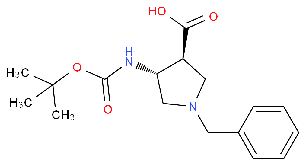 trans-racemic-1-Benzyl-4-tert-butoxycarbonylamino-pyrrolidine-3-carboxylic acid_Molecular_structure_CAS_628725-28-0)