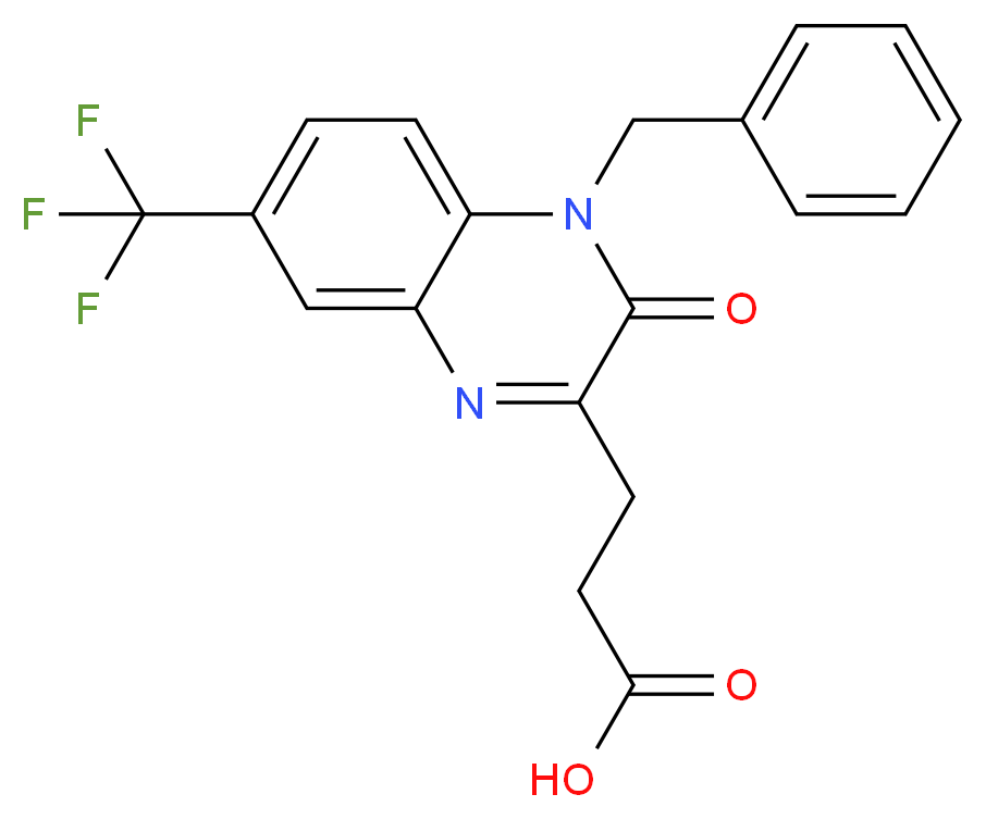 3-(4-Benzyl-3-oxo-7-trifluoromethyl-3,4-dihydro-quinoxalin-2-yl)-propionic acid_Molecular_structure_CAS_)