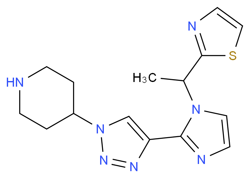 4-(4-{1-[1-(1,3-thiazol-2-yl)ethyl]-1H-imidazol-2-yl}-1H-1,2,3-triazol-1-yl)piperidine_Molecular_structure_CAS_)
