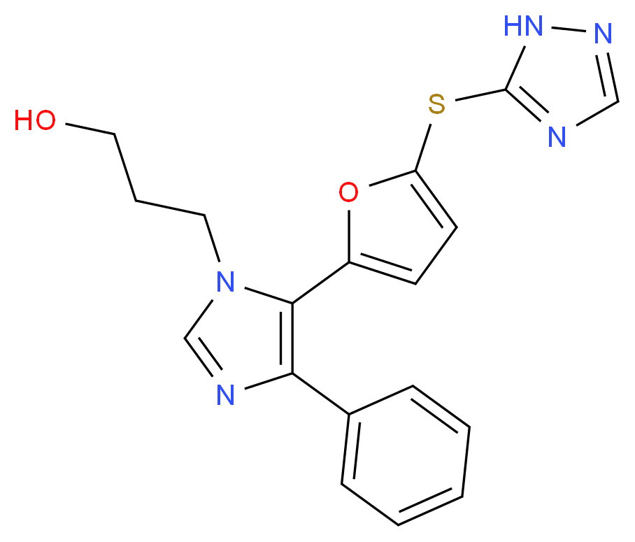 3-{4-phenyl-5-[5-(1H-1,2,4-triazol-5-ylthio)-2-furyl]-1H-imidazol-1-yl}propan-1-ol_Molecular_structure_CAS_)