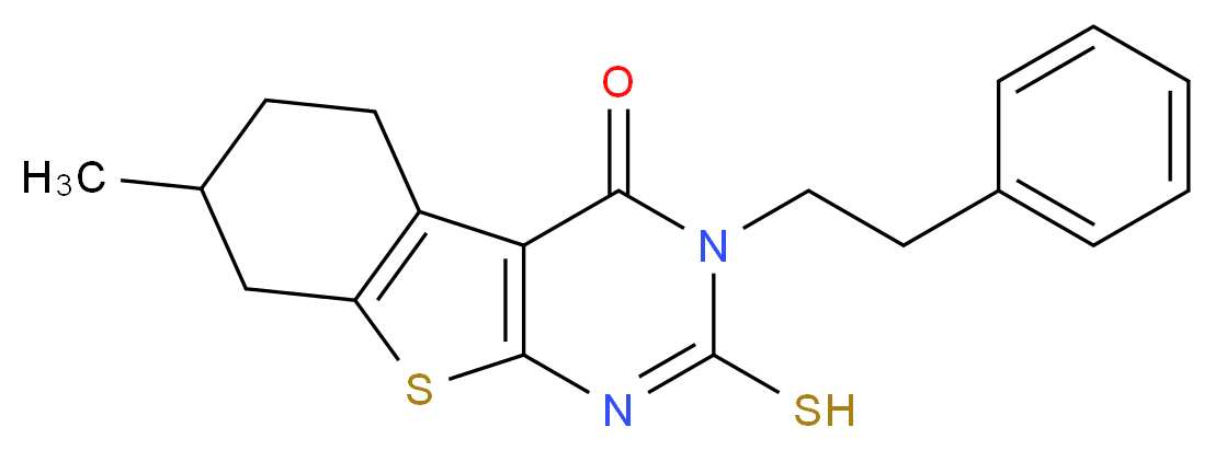 2-Mercapto-7-methyl-3-phenethyl-5,6,7,8-tetrahydro-3H-benzo[4,5]thieno[2,3-d]pyrimidin-4-one_Molecular_structure_CAS_)