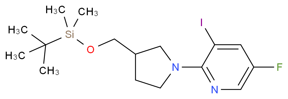 2-(3-((tert-Butyldimethylsilyloxy)methyl)pyrrolidin-1-yl)-5-fluoro-3-iodopyridine_Molecular_structure_CAS_)