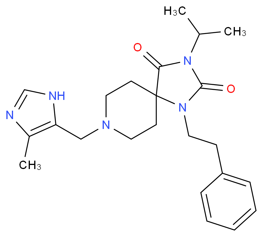 3-isopropyl-8-[(4-methyl-1H-imidazol-5-yl)methyl]-1-(2-phenylethyl)-1,3,8-triazaspiro[4.5]decane-2,4-dione_Molecular_structure_CAS_)
