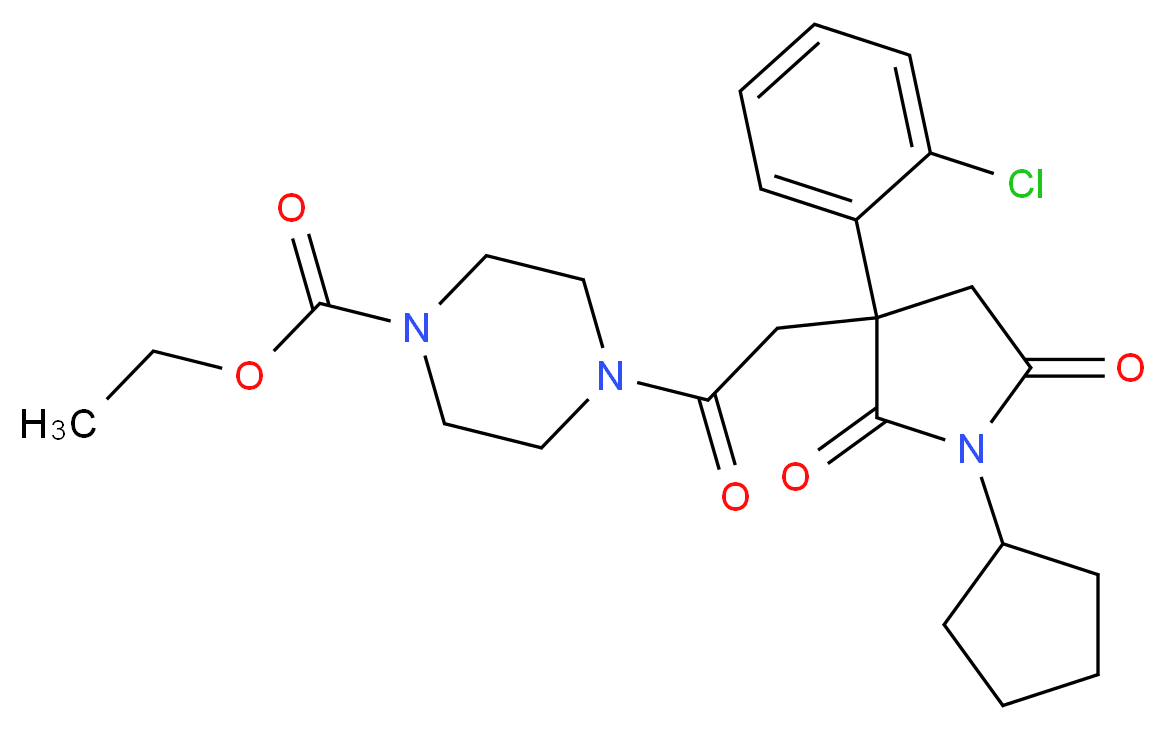 ethyl 4-{[3-(2-chlorophenyl)-1-cyclopentyl-2,5-dioxo-3-pyrrolidinyl]acetyl}-1-piperazinecarboxylate_Molecular_structure_CAS_)