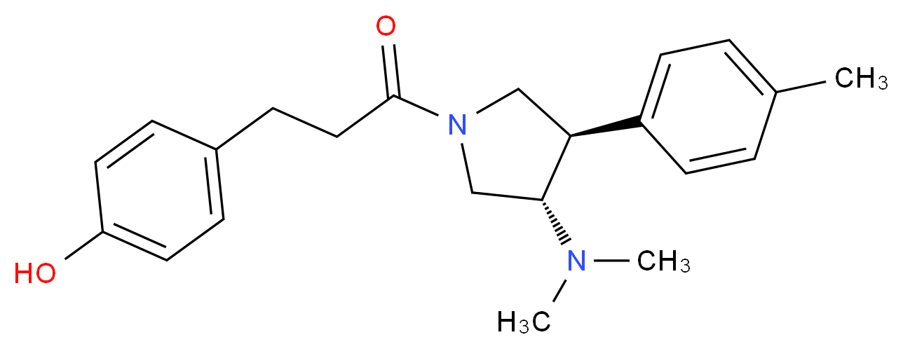4-{3-[(3S*,4R*)-3-(dimethylamino)-4-(4-methylphenyl)pyrrolidin-1-yl]-3-oxopropyl}phenol_Molecular_structure_CAS_)