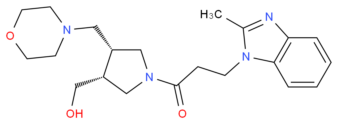 [(3R*,4R*)-1-[3-(2-methyl-1H-benzimidazol-1-yl)propanoyl]-4-(morpholin-4-ylmethyl)pyrrolidin-3-yl]methanol_Molecular_structure_CAS_)