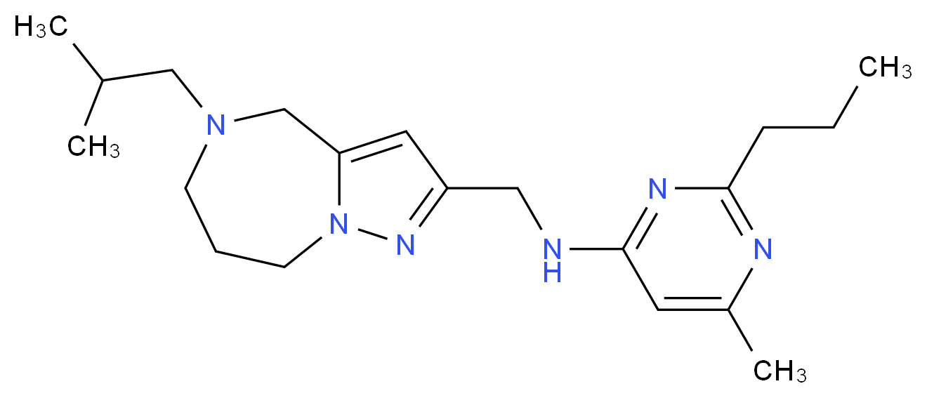 N-[(5-isobutyl-5,6,7,8-tetrahydro-4H-pyrazolo[1,5-a][1,4]diazepin-2-yl)methyl]-6-methyl-2-propylpyrimidin-4-amine_Molecular_structure_CAS_)