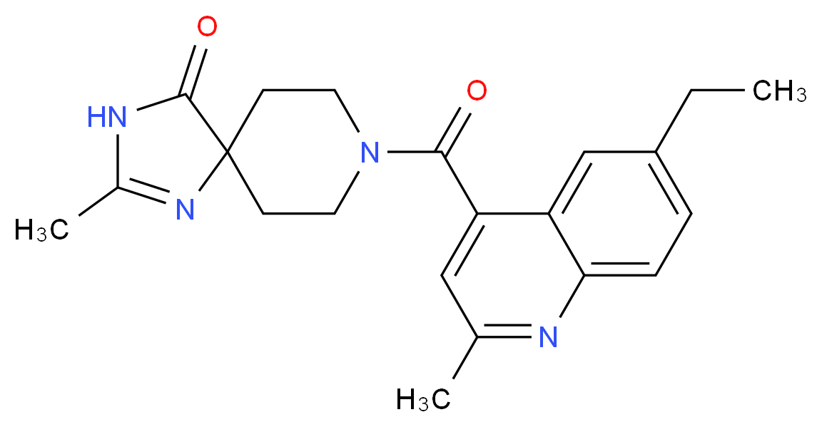 8-[(6-ethyl-2-methylquinolin-4-yl)carbonyl]-2-methyl-1,3,8-triazaspiro[4.5]dec-1-en-4-one_Molecular_structure_CAS_)