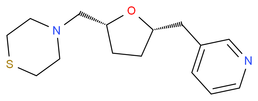 4-{[(2R*,5S*)-5-(pyridin-3-ylmethyl)tetrahydrofuran-2-yl]methyl}thiomorpholine_Molecular_structure_CAS_)