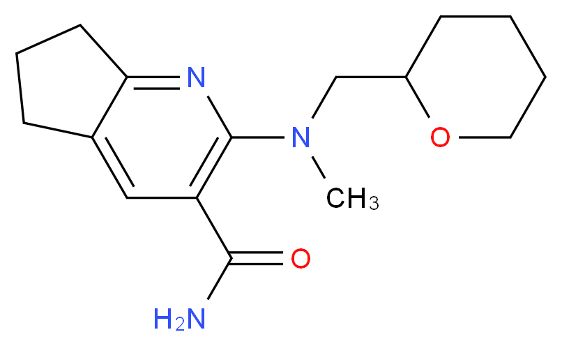 2-[methyl(tetrahydro-2H-pyran-2-ylmethyl)amino]-6,7-dihydro-5H-cyclopenta[b]pyridine-3-carboxamide_Molecular_structure_CAS_)