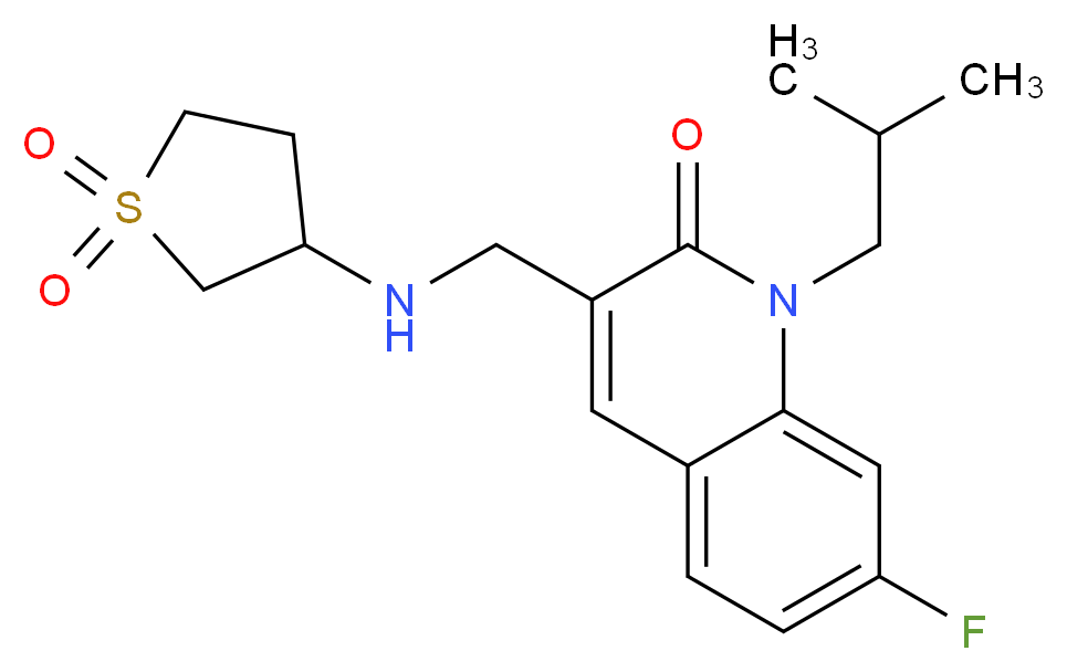 3-{[(1,1-dioxidotetrahydro-3-thienyl)amino]methyl}-7-fluoro-1-isobutyl-2(1H)-quinolinone_Molecular_structure_CAS_)