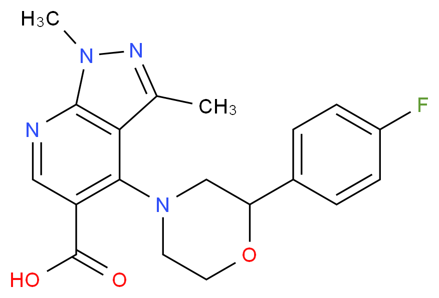 4-[2-(4-fluorophenyl)morpholin-4-yl]-1,3-dimethyl-1H-pyrazolo[3,4-b]pyridine-5-carboxylic acid_Molecular_structure_CAS_)