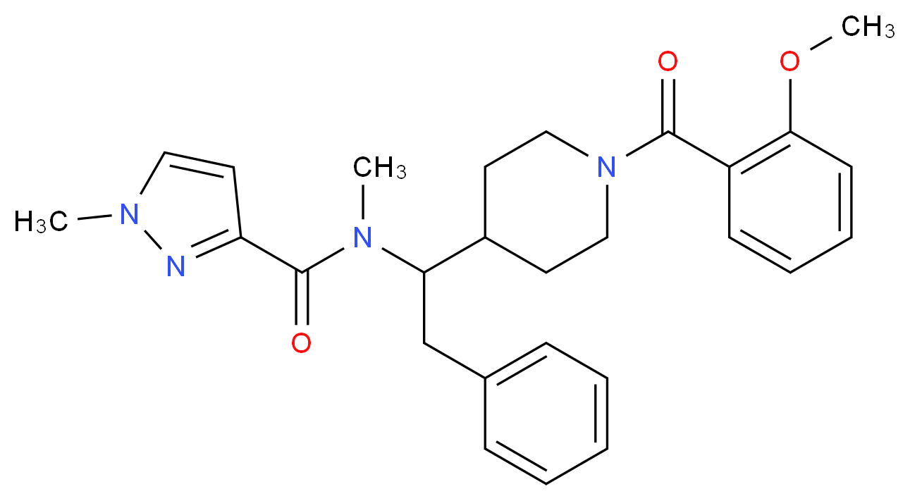 N-{1-[1-(2-methoxybenzoyl)-4-piperidinyl]-2-phenylethyl}-N,1-dimethyl-1H-pyrazole-3-carboxamide_Molecular_structure_CAS_)