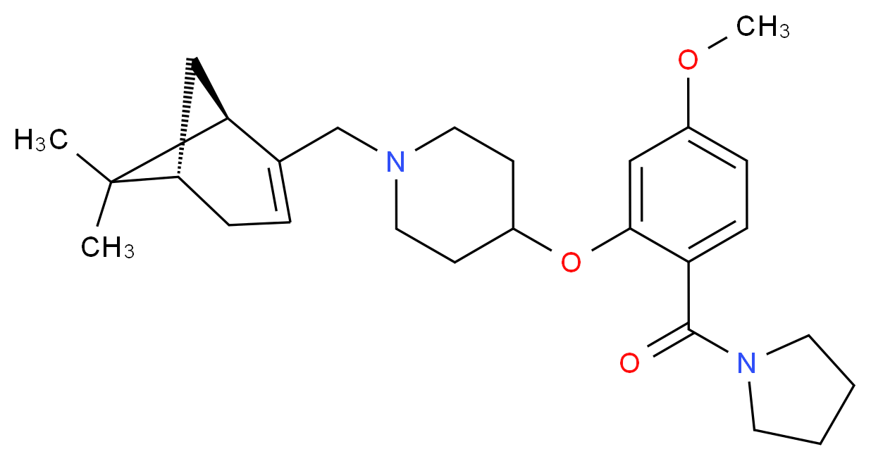 1-{[(1R,5S)-6,6-dimethylbicyclo[3.1.1]hept-2-en-2-yl]methyl}-4-[5-methoxy-2-(1-pyrrolidinylcarbonyl)phenoxy]piperidine_Molecular_structure_CAS_)