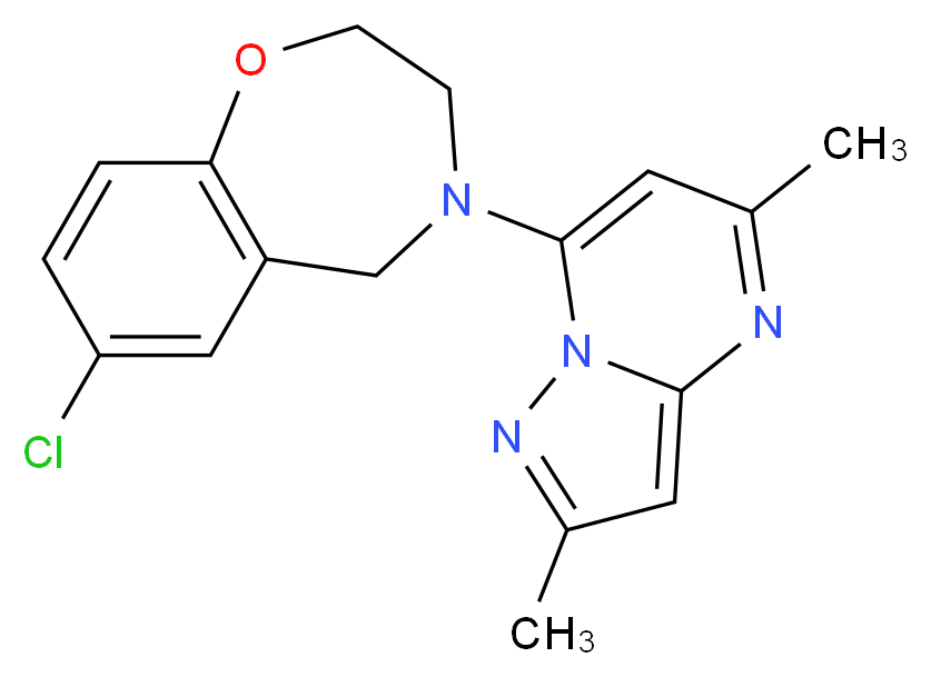 7-chloro-4-(2,5-dimethylpyrazolo[1,5-a]pyrimidin-7-yl)-2,3,4,5-tetrahydro-1,4-benzoxazepine_Molecular_structure_CAS_)