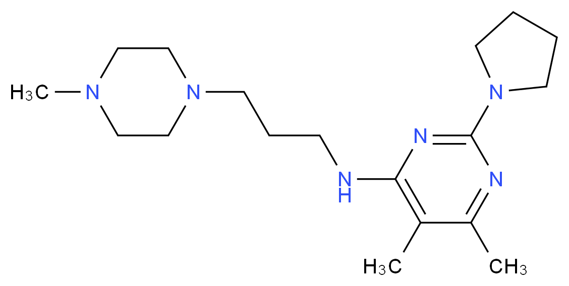 5,6-dimethyl-N-[3-(4-methylpiperazin-1-yl)propyl]-2-pyrrolidin-1-ylpyrimidin-4-amine_Molecular_structure_CAS_)