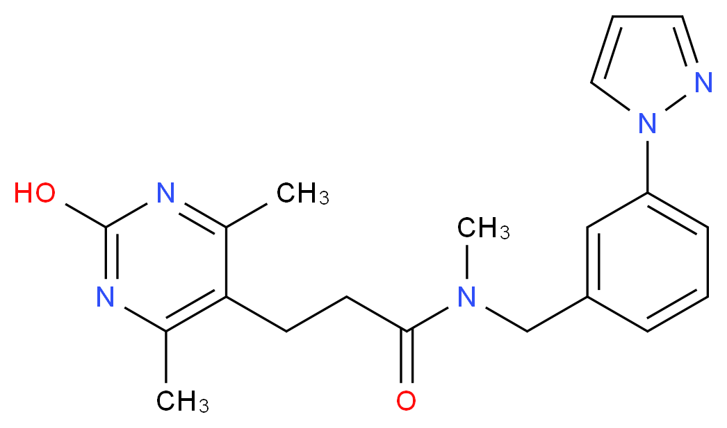 3-(2-hydroxy-4,6-dimethyl-5-pyrimidinyl)-N-methyl-N-[3-(1H-pyrazol-1-yl)benzyl]propanamide_Molecular_structure_CAS_)