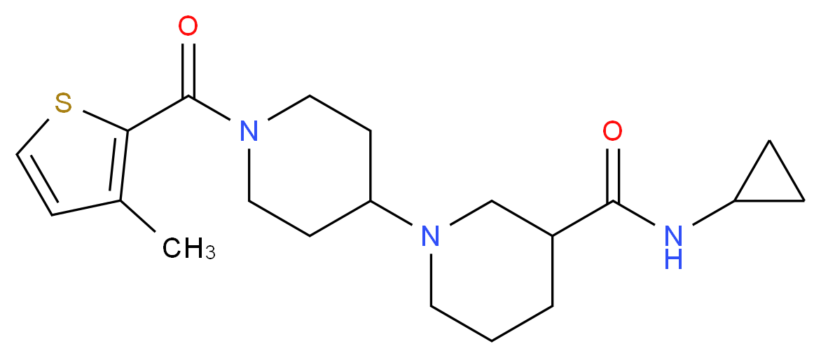 N-cyclopropyl-1'-[(3-methyl-2-thienyl)carbonyl]-1,4'-bipiperidine-3-carboxamide_Molecular_structure_CAS_)