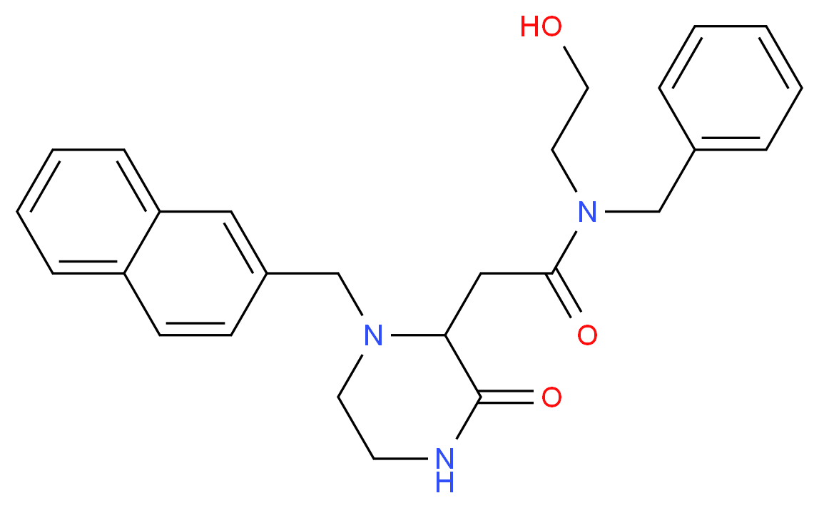 N-benzyl-N-(2-hydroxyethyl)-2-[1-(2-naphthylmethyl)-3-oxo-2-piperazinyl]acetamide_Molecular_structure_CAS_)