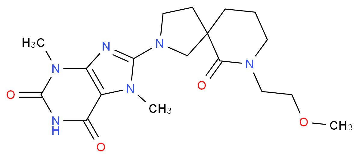 8-[7-(2-methoxyethyl)-6-oxo-2,7-diazaspiro[4.5]dec-2-yl]-3,7-dimethyl-3,7-dihydro-1H-purine-2,6-dione_Molecular_structure_CAS_)