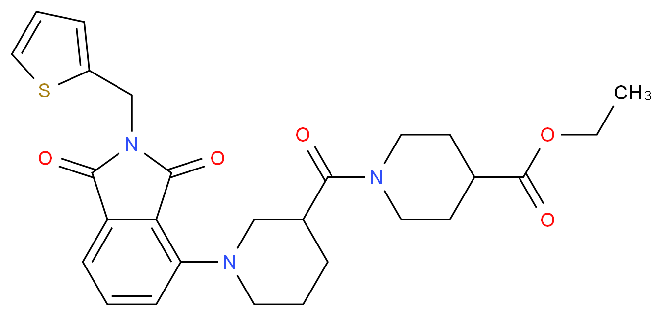ethyl 1-({1-[1,3-dioxo-2-(2-thienylmethyl)-2,3-dihydro-1H-isoindol-4-yl]-3-piperidinyl}carbonyl)-4-piperidinecarboxylate_Molecular_structure_CAS_)
