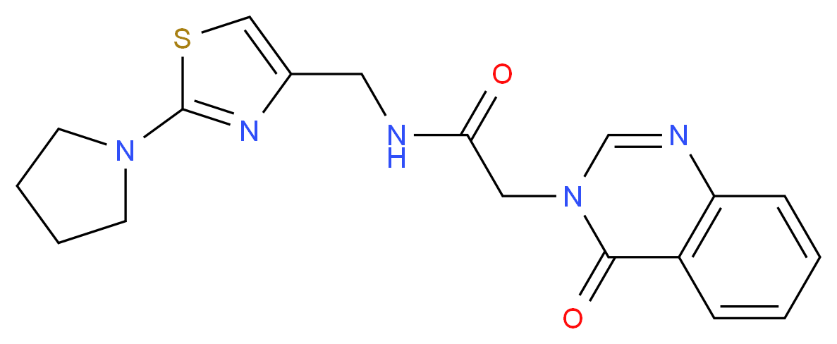 2-(4-oxo-3(4H)-quinazolinyl)-N-{[2-(1-pyrrolidinyl)-1,3-thiazol-4-yl]methyl}acetamide_Molecular_structure_CAS_)