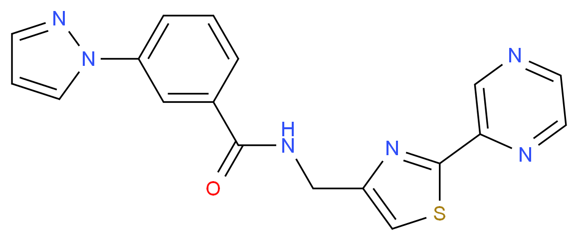 N-[(2-pyrazin-2-yl-1,3-thiazol-4-yl)methyl]-3-(1H-pyrazol-1-yl)benzamide_Molecular_structure_CAS_)
