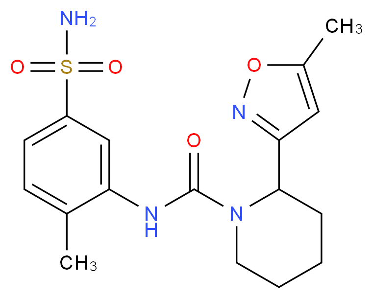 N-[5-(aminosulfonyl)-2-methylphenyl]-2-(5-methylisoxazol-3-yl)piperidine-1-carboxamide_Molecular_structure_CAS_)